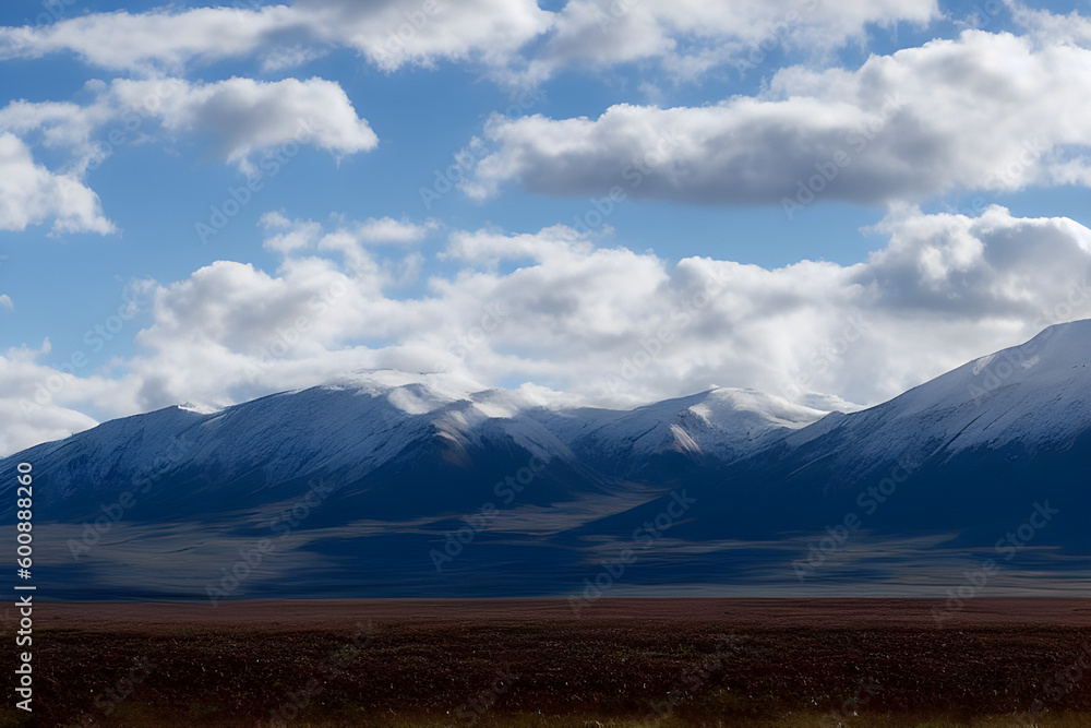 Landscape photo of a mountain range created using Generative AI technology