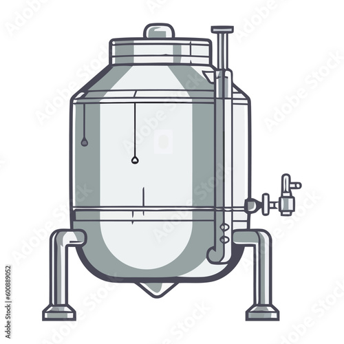 Brewery equipment stores liquid in metal container