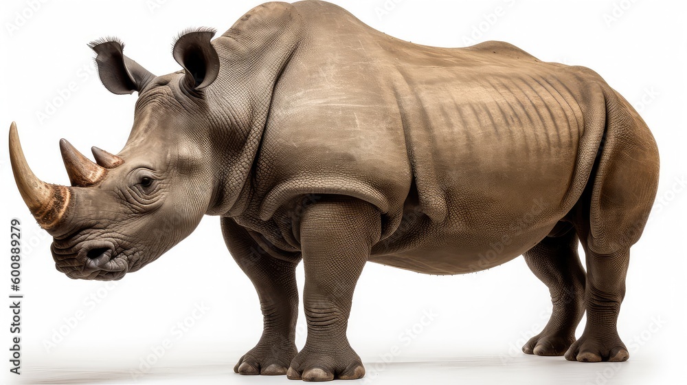 Fototapeta premium rhinoceros on a white background, Generative AI, Generative, AI