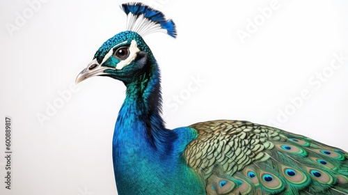 Peacock on a white background, Generative AI, Generative, AI