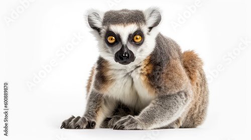 Lemur on a white background, Generative AI, Generative, Ai