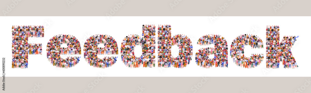 Large group of people forming word Large group of people forming word
