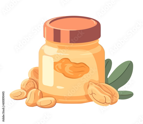 Fresh peanut butter in a jar