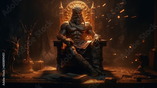 Unstoppable Force: Ares, God of War and Bravery, Inspiring Fear and Admiration by Generative AI photo