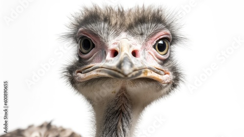 Ostrich on a white background, Generative AI, Generative, AI