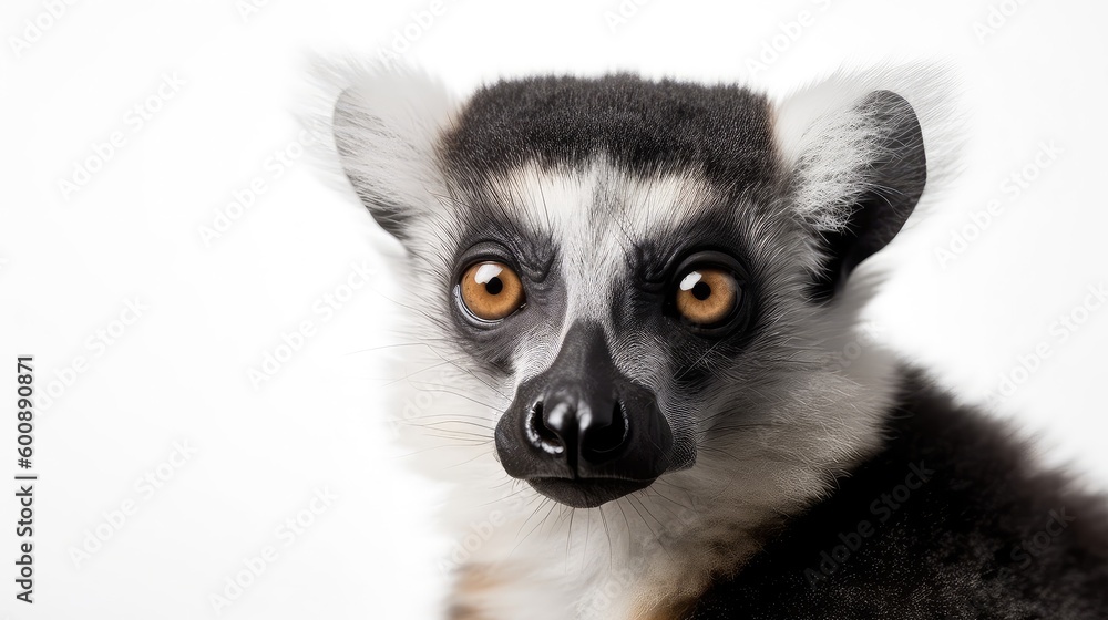 Fototapeta premium Lemur on a white background, Generative AI, Generative, A