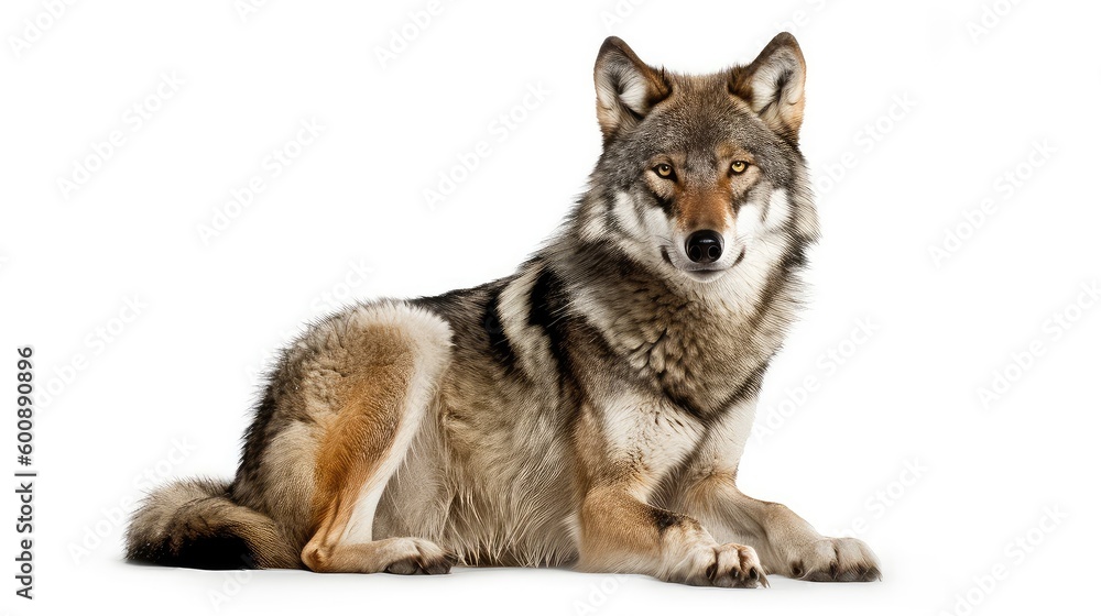 Wolf on a white background, Generative AI, Generative, AI