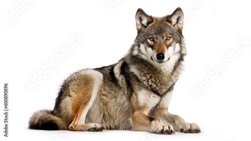 Wolf on a white background, Generative AI, Generative, AI