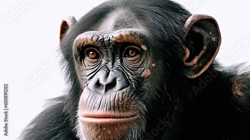 Chimpanzee on a white background, generative ai, generative, ai © Dave