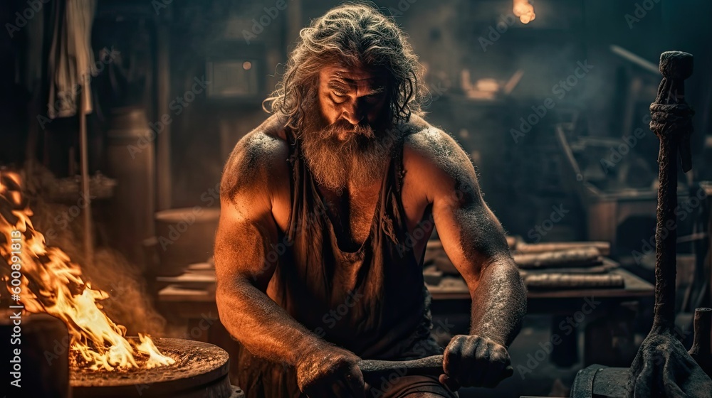 Forger of the Gods: Hephaestus, the Mighty God of Blacksmiths and Artisans by Generative AI