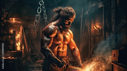 Forger of the Gods: Hephaestus, the Mighty God of Blacksmiths and Artisans by Generative AI