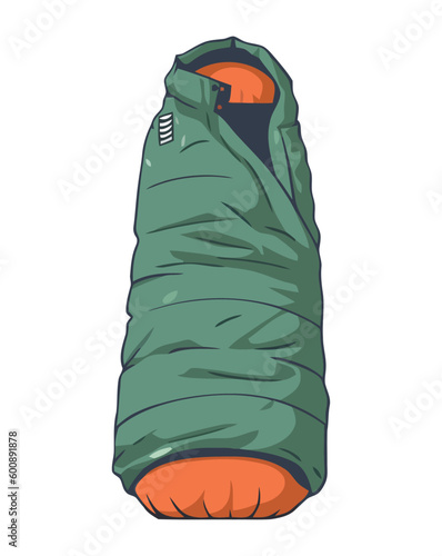 Green sleeping bag equipment