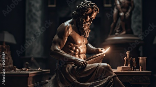 Fotografiet The Power of Fire: Hephaestus, the God of Flame and Forge in Ancient Mythology b
