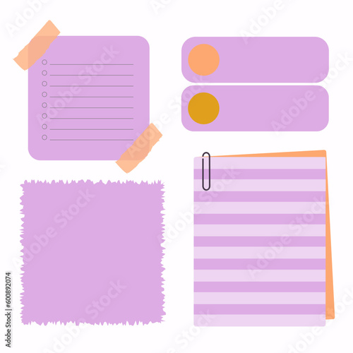 set of purple memo notes 