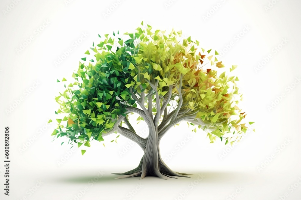 Obraz premium tree with green leaves, 3D