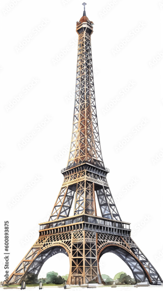 Eiffel Tower watercolor created with generative AI software
