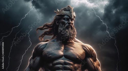 King of the Gods: Zeus, the Mighty Deity of Thunder and Lightning in Greek Mythology by Generative AI