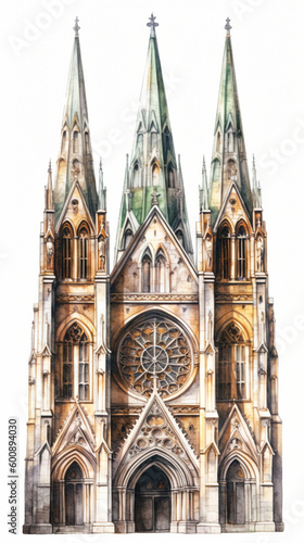 gothic cathedral watercolor created with generative AI software