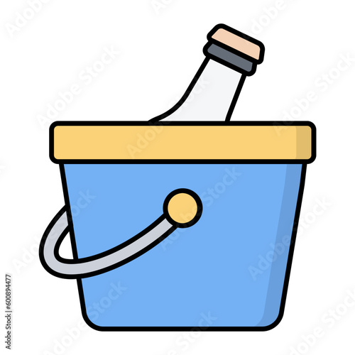 Ice Bucket Line Color Icon