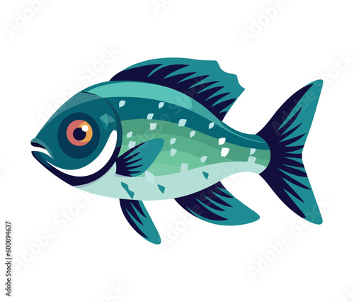 Swimming fish, isolated blue design