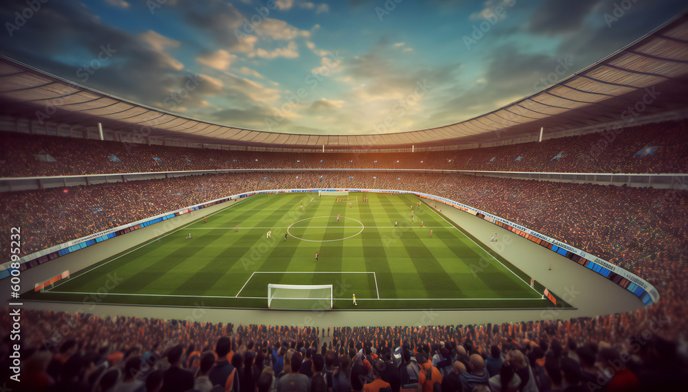 green field in soccer stadium with a lot of people. ready for game. Generative a green field in soccer stadium with a lot of people. ready for game. Generative a