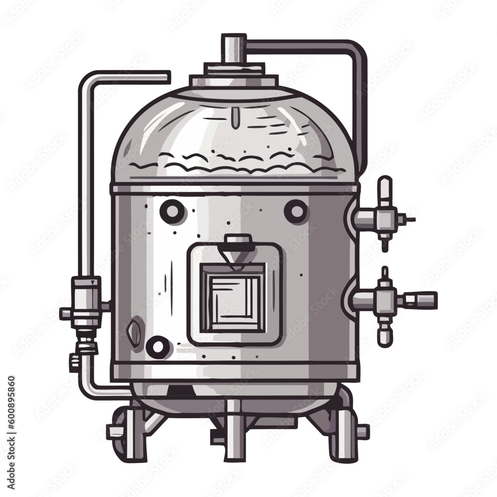 Metallic brewery equipment stores fresh beer in tank Metallic brewery equipment stores fresh beer in tank