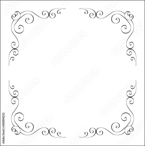Elegant black and white monochrome ornamental border for greeting cards, banners, invitations. Vector frame for all sizes and formats. Isolated vector illustration.	