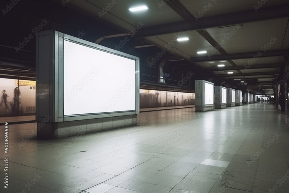 An empty billboard in a platform area, generative ai