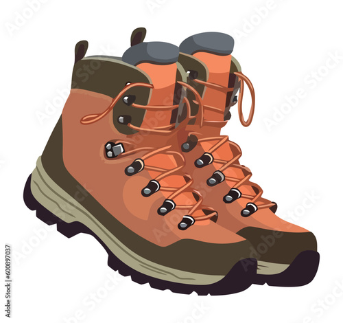 Pair of hiking boots for winter adventure