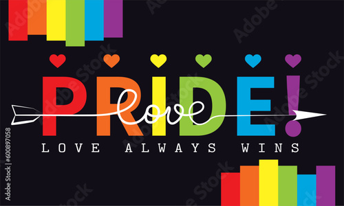 Colored pride text with lgbt colors Pride month Vector