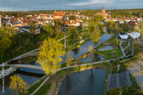 Drone view of the medieval town of Lidzbark Warminski in northern Poland © Cinematographer