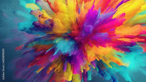 A photorealistic background with a mix an explosion of vibrant colors. Whirl. Web, banner, social media, backgrounds design graphics. Generative AI. © Dannchez