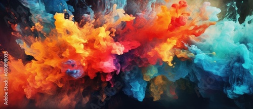 Dramatic color explosion background featuring fiery effect. Stunning abstract background. Mix of beautiful colors. Web, banner, backgrounds. Generative AI. 