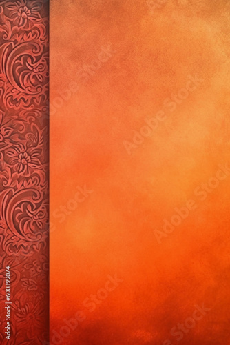 orange Pantone color background paper texture Rangoli pattern painting. AI generative