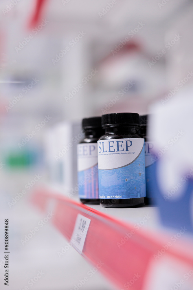 Empty health care facility filled with boxes of supplements and vitamins to help clients with illness. Drugstore shelves filled with packages of medication and drugs, pills and healthcare products. Empty health care facility filled with boxes of supplements and vitamins to help clients with illness. Drugstore shelves filled with packages of medication and drugs, pills and healthcare products.