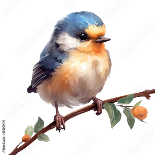 cute bird on branch , isolated on transparent background cutout  © Classy designs