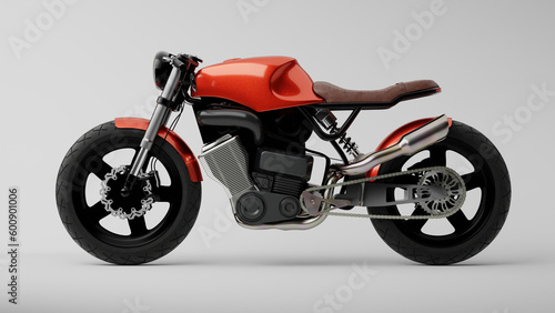 Realistic 3d illustration Red Classic Bike isolated in white and side view