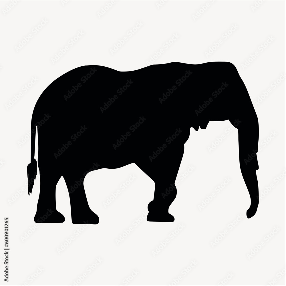 Fototapeta premium elephant silhouette black on white background, africa, savannah, safari,wildlife, zoo