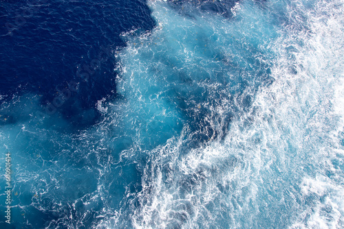 Ocean water wake from cruise ship