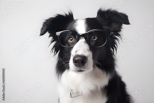 Border Collie | Smart Dog | Business Dog | Cute Dog in Glasses | Funny Dog | Created With Generative AI
