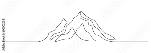 Fotografia Mountain range landscape in one continuous line drawing