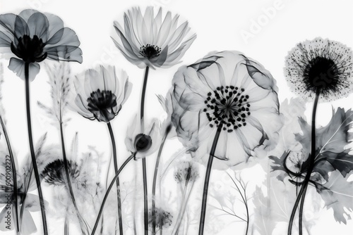 xray beautiful leaf blossom spring flower background floral bloom nature ai. Generative AI.