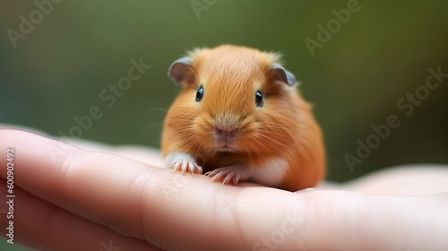 A cuddly guinea pig being held by its owner. AI generated