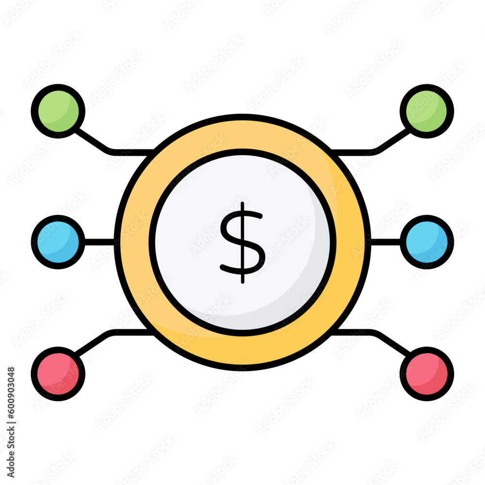 Fintech Technology Line Color Icon Fintech Technology Line Color Icon