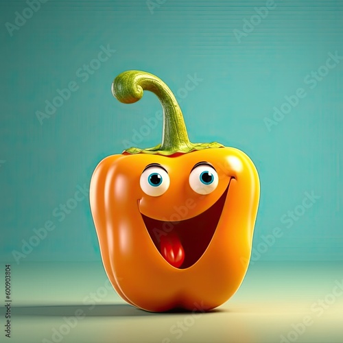 Cute Cartoon Bell Pepper Ch...
