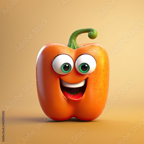 Cute Cartoon Bell Pepper Ch...