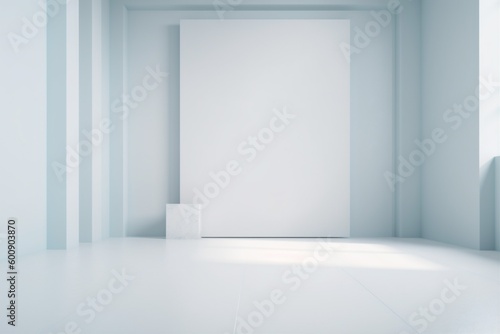 indoor interior wall mockup modern abstract room minimal floor light background podium. Generative AI.