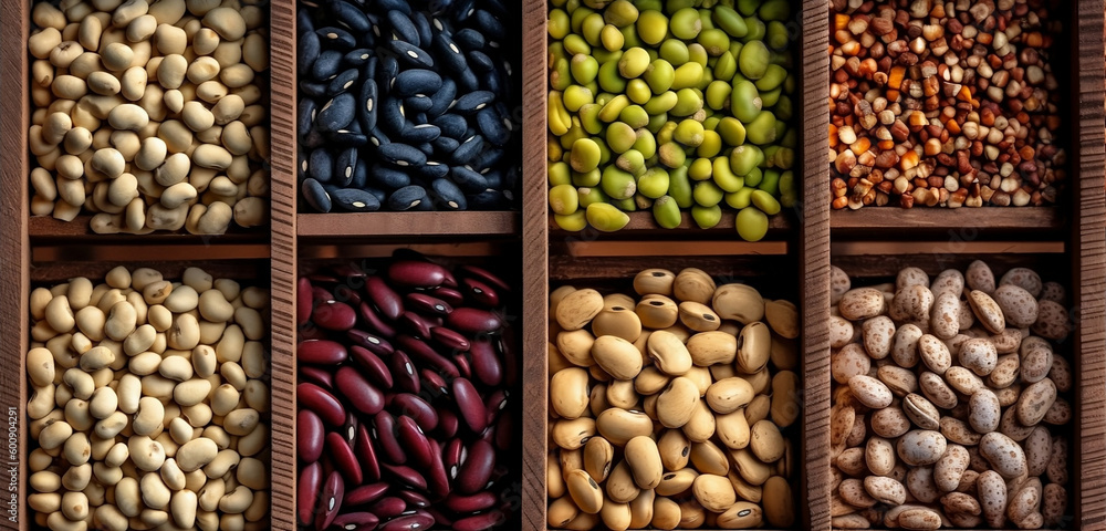 Various species of beans. Generative AI. Various species of beans. Generative AI.