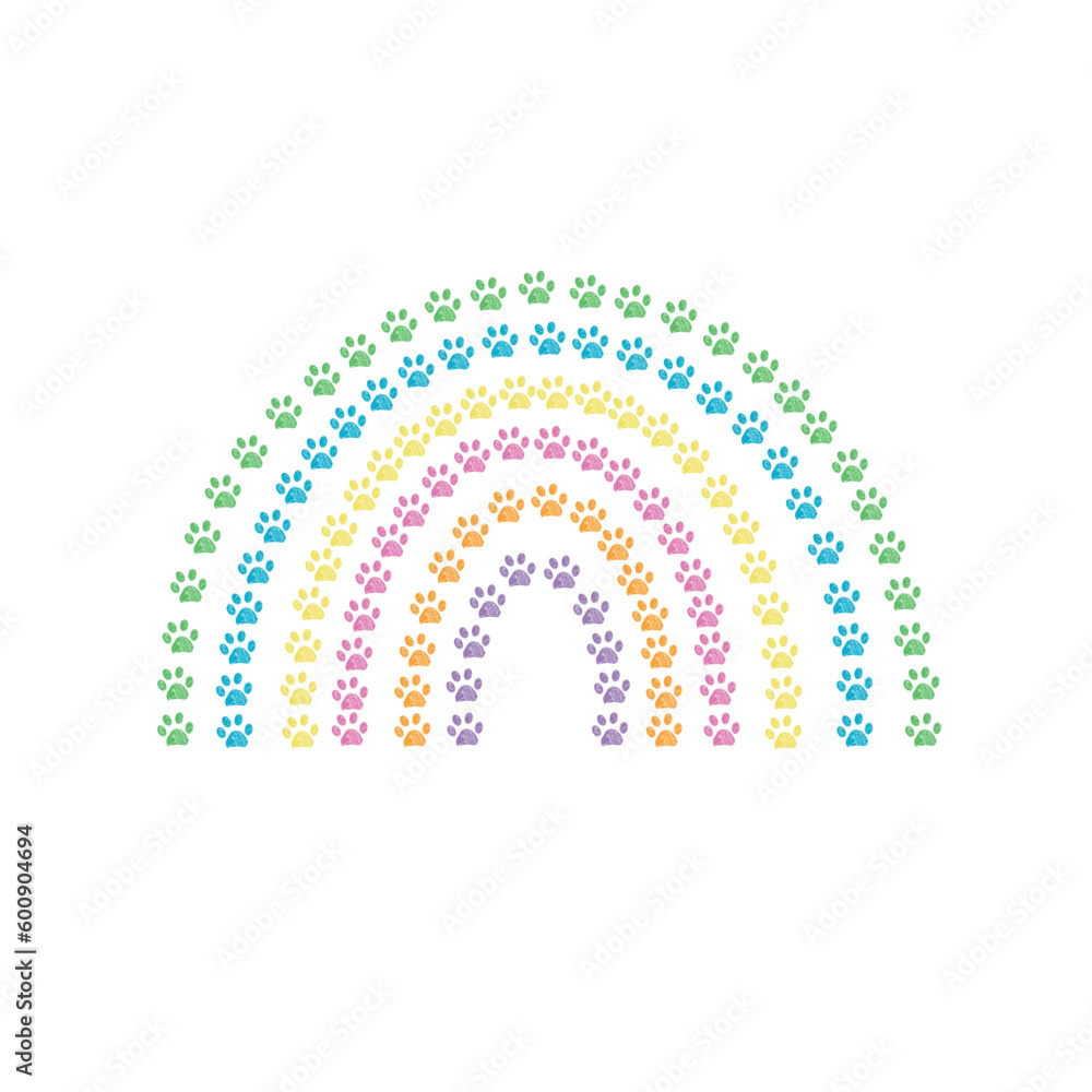 Made of doodle paw prints rainbow illustration Made of doodle paw prints rainbow illustration