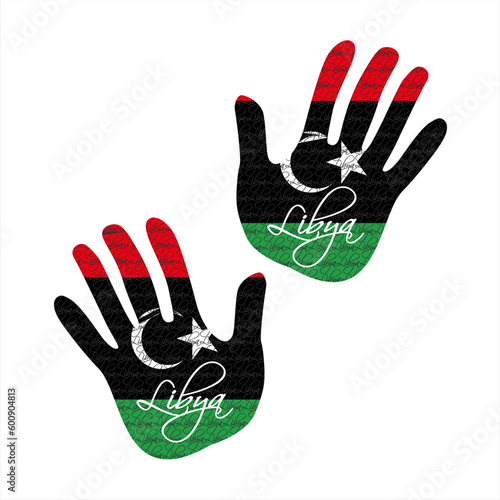 libya flag hand vector